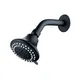 Regadera ABS Acquabela Lazise Redonda Negra 4" Brazo 15cm 3 Funciones